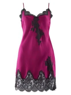 100% Seide Negligé SOIE D´AMOUR Kurz Von Aubade -Mode Dessous Geschäft seide neglige ms40 fuchsia schwarz 1 soie d amour aubade 3 1 1